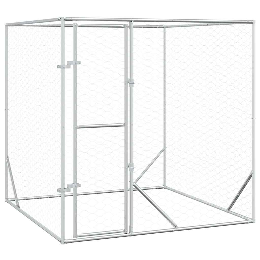 Ezüstszínű kültéri horganyzott acél kutyakennel 2x2x2 m - Image 2