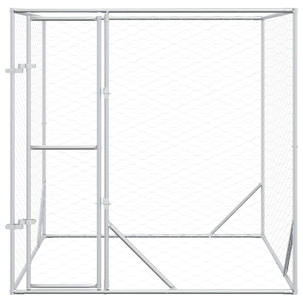 Ezüstszínű kültéri horganyzott acél kutyakennel 2x2x2 m - Image 3