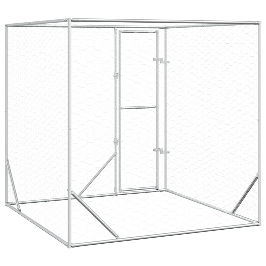 Ezüstszínű kültéri horganyzott acél kutyakennel 2x2x2 m - Image 4