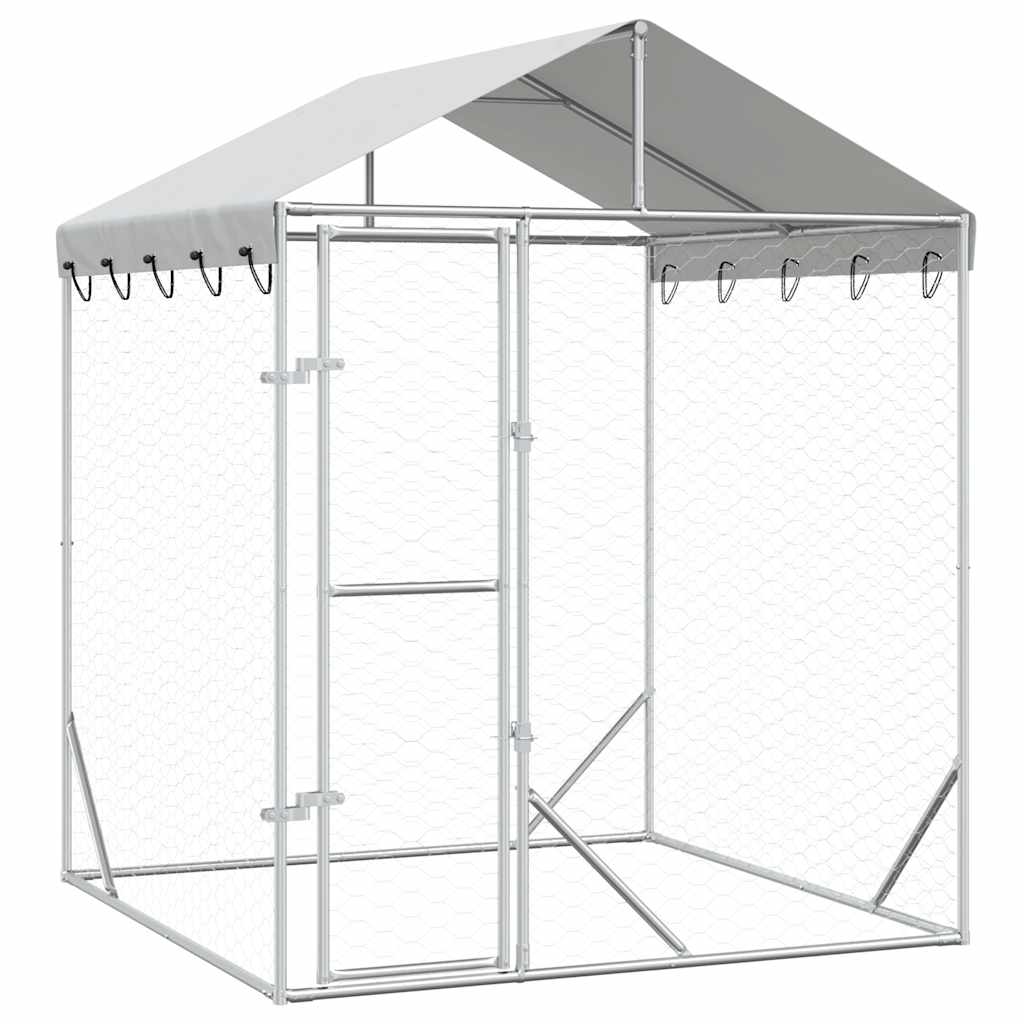 Ezüstszínű horganyzott acél kutyakennel tetővel 2x2x2,5 m - Image 2