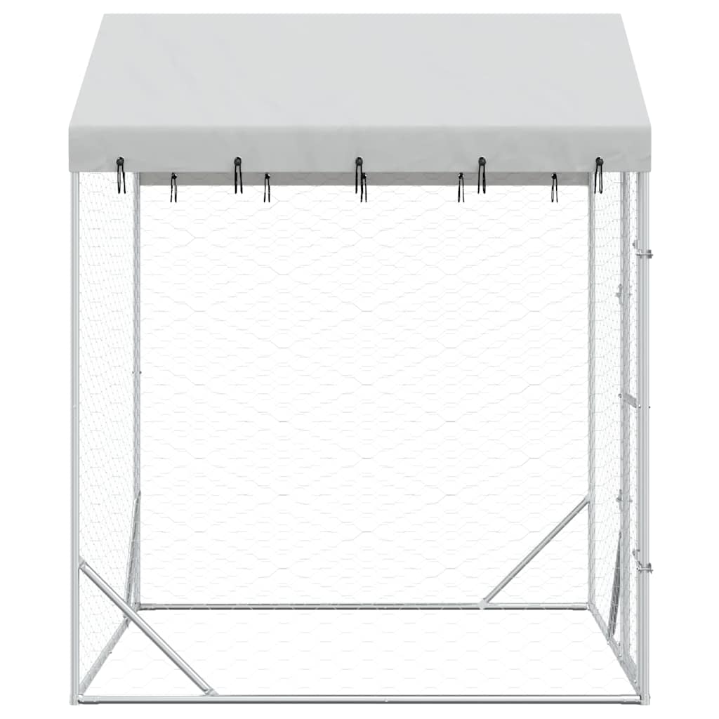 Ezüstszínű horganyzott acél kutyakennel tetővel 2x2x2,5 m - Image 5