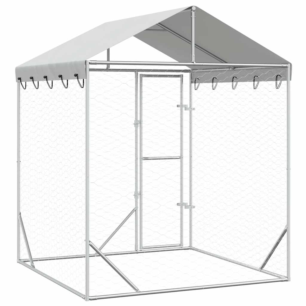 Ezüstszínű horganyzott acél kutyakennel tetővel 2x2x2,5 m - Image 4