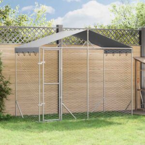 Ezüstszínű horganyzott acél kutyakennel tetővel 3x1,5x2,5 m
