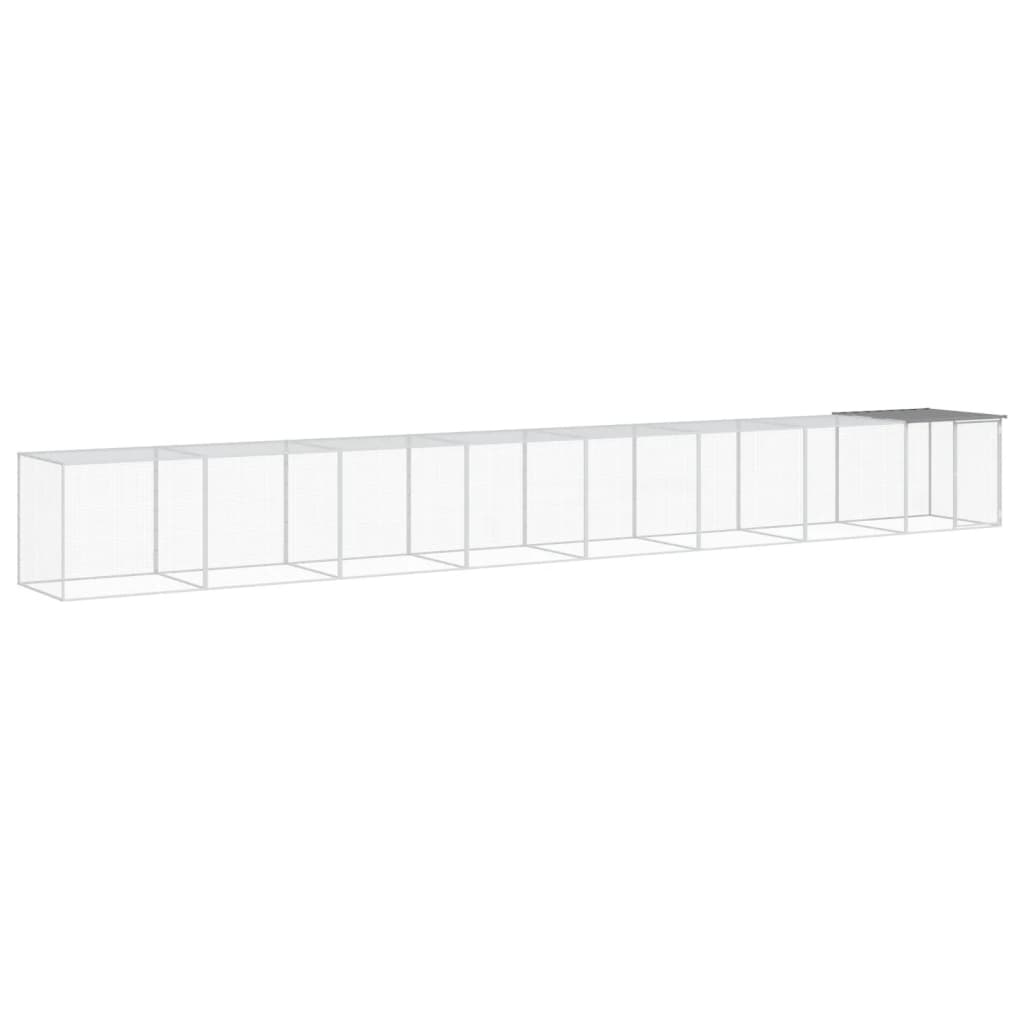 Világosszürke horganyzott acél tyúkketrec tetővel 803x98x90 cm - Image 2