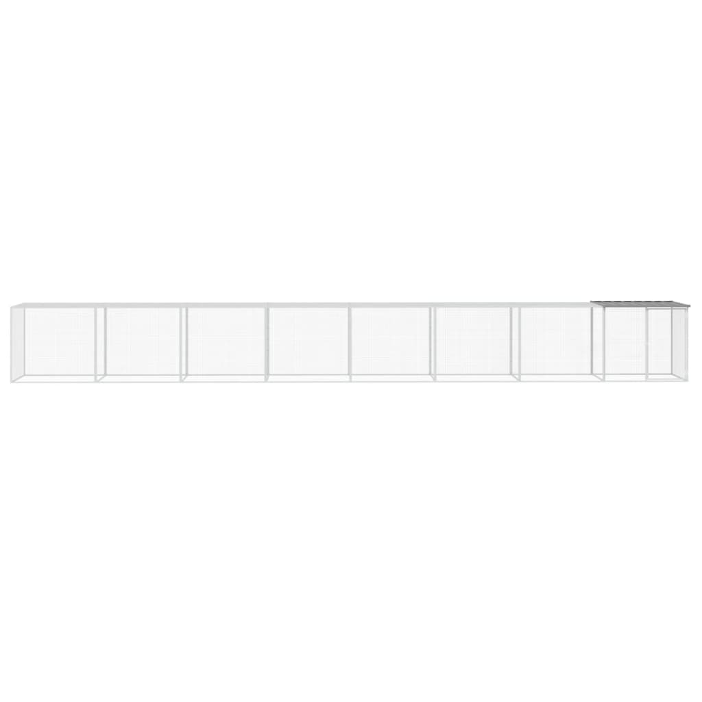 Világosszürke horganyzott acél tyúkketrec tetővel 803x98x90 cm - Image 3