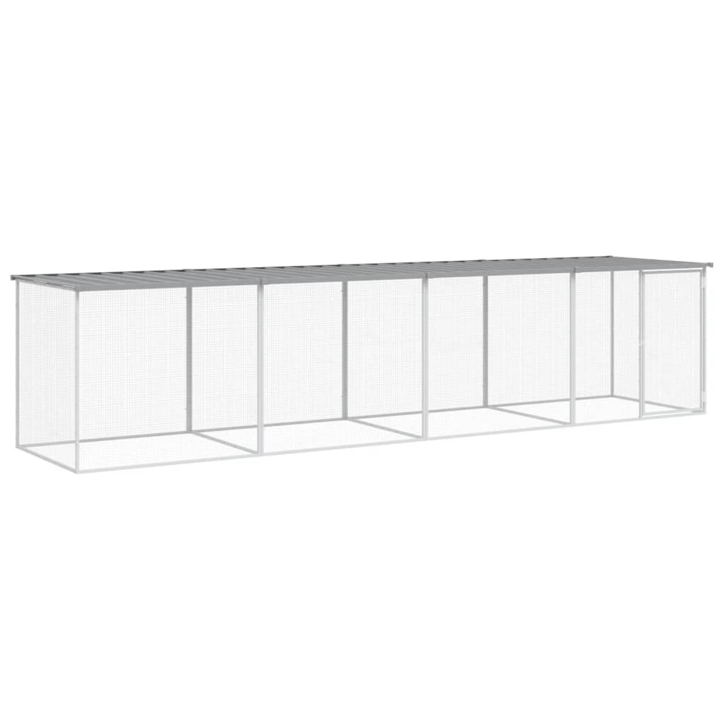 Világosszürke horganyzott acél tyúkketrec tetővel 403x98x90 cm - Image 2