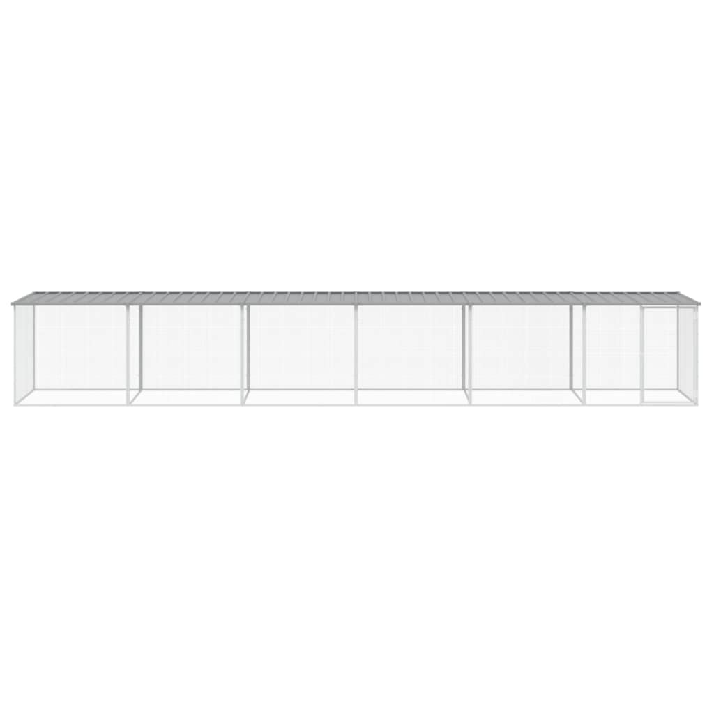 Világosszürke horganyzott acél tyúkketrec tetővel 603x98x90 cm - Image 3