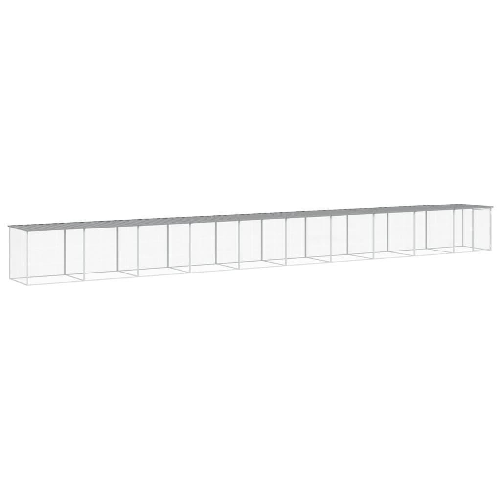 Világosszürke horganyzott acél tyúkketrec tetővel 1003x98x90 cm - Image 2
