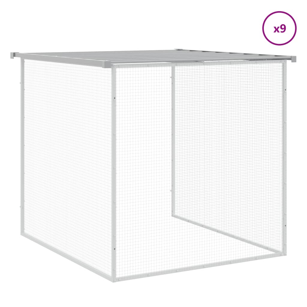 Világosszürke horganyzott acél tyúkketrec tetővel 1003x98x90 cm - Image 5