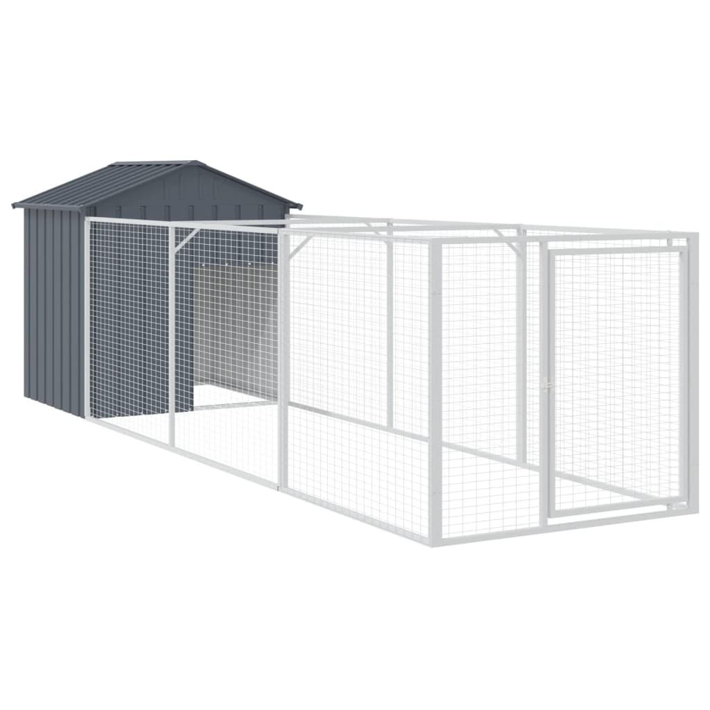 Antracitszürke horganyzott acél kutyakennel 117 x 405 x 123 cm - Image 2