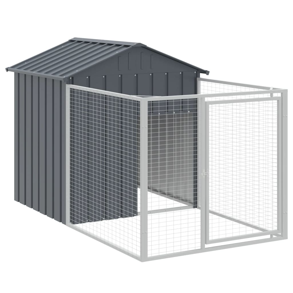 Antracitszürke horganyzott acél kutyakennel 117 x 405 x 123 cm - Image 4