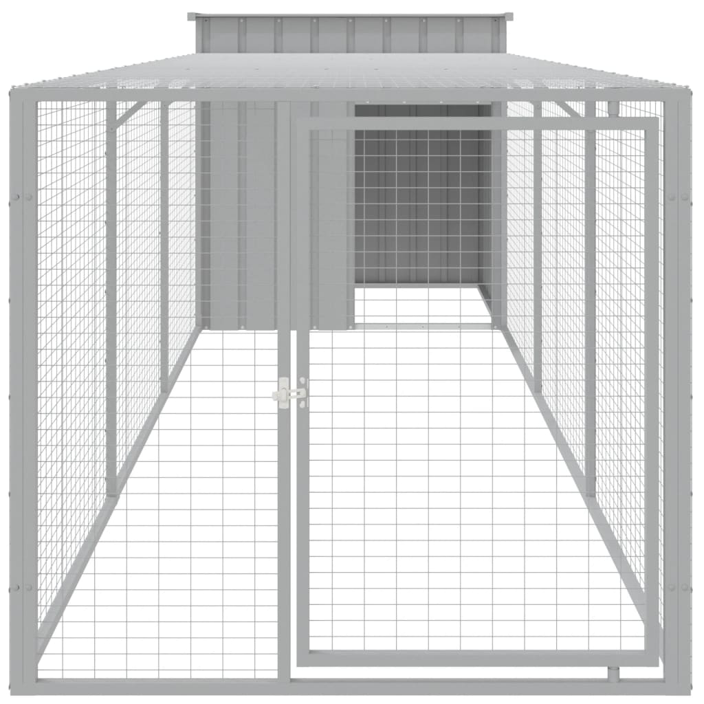 Világosszürke horganyzott acél tyúkketrec 110x405x110 cm - Image 3