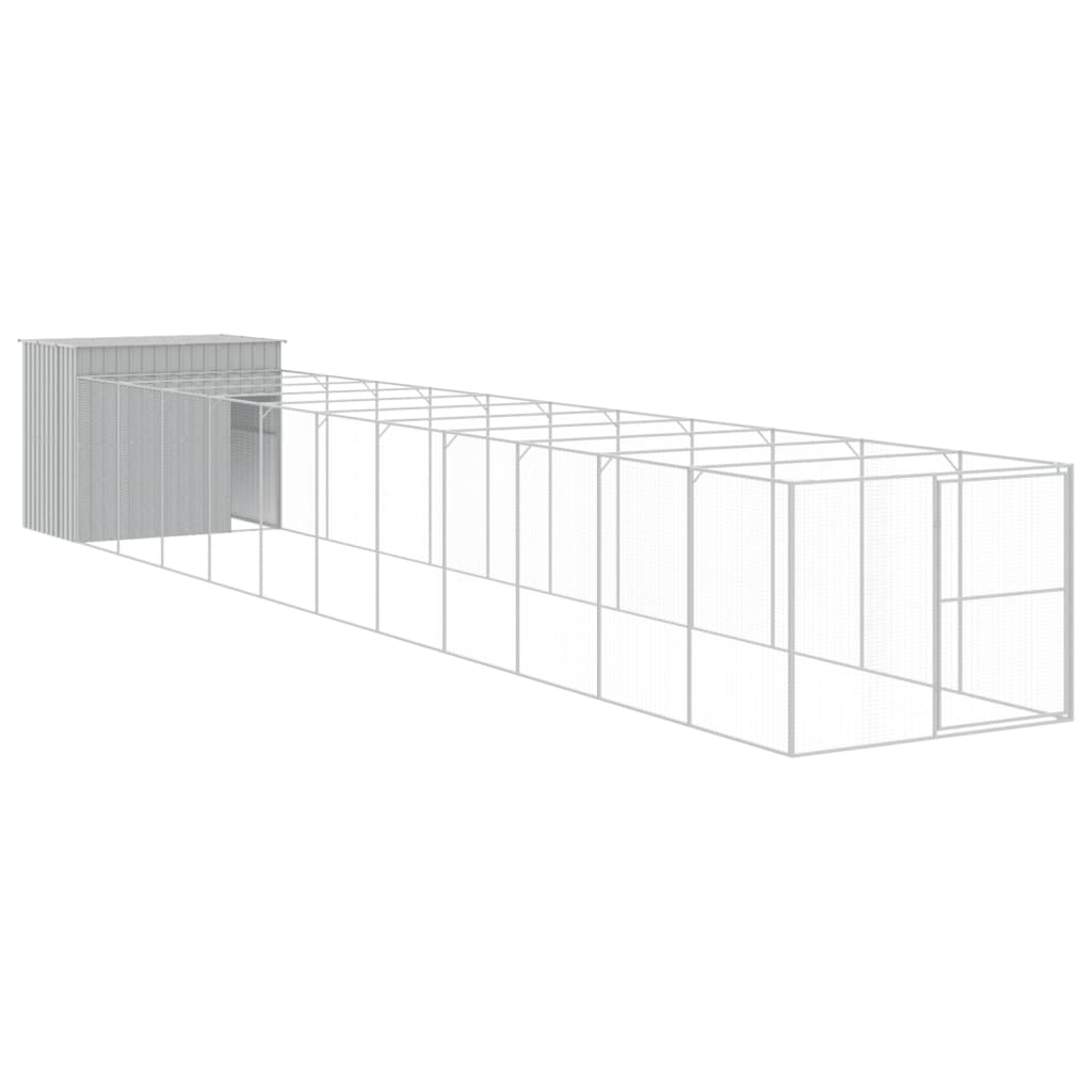 Világosszürke horganyzott acél tetős kutyakennel 214x1273x181cm - Image 2