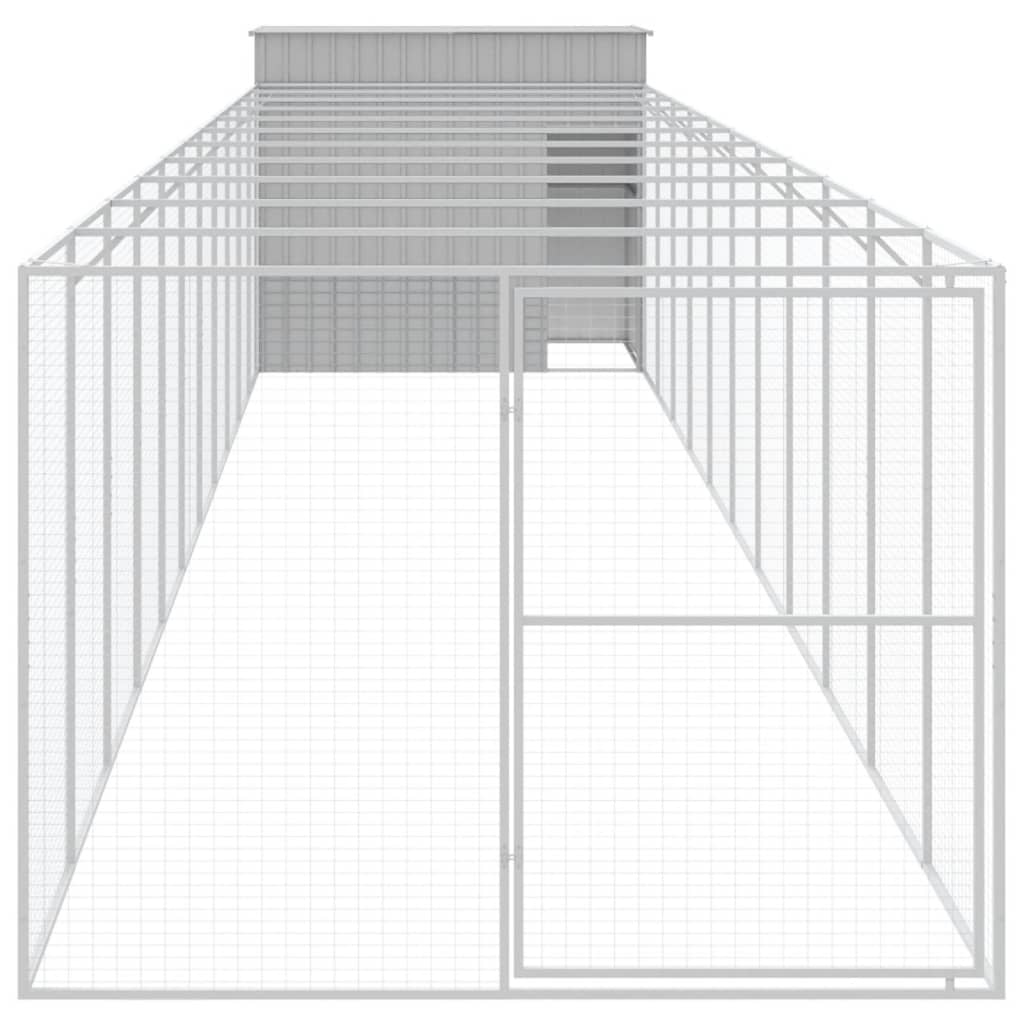 Világosszürke horganyzott acél tetős kutyakennel 214x1273x181cm - Image 3