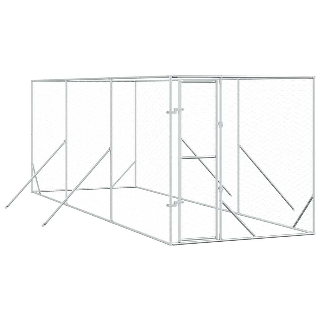 Ezüstszínű kültéri horganyzott acél kutyakennel 2x6x2 m - Image 2