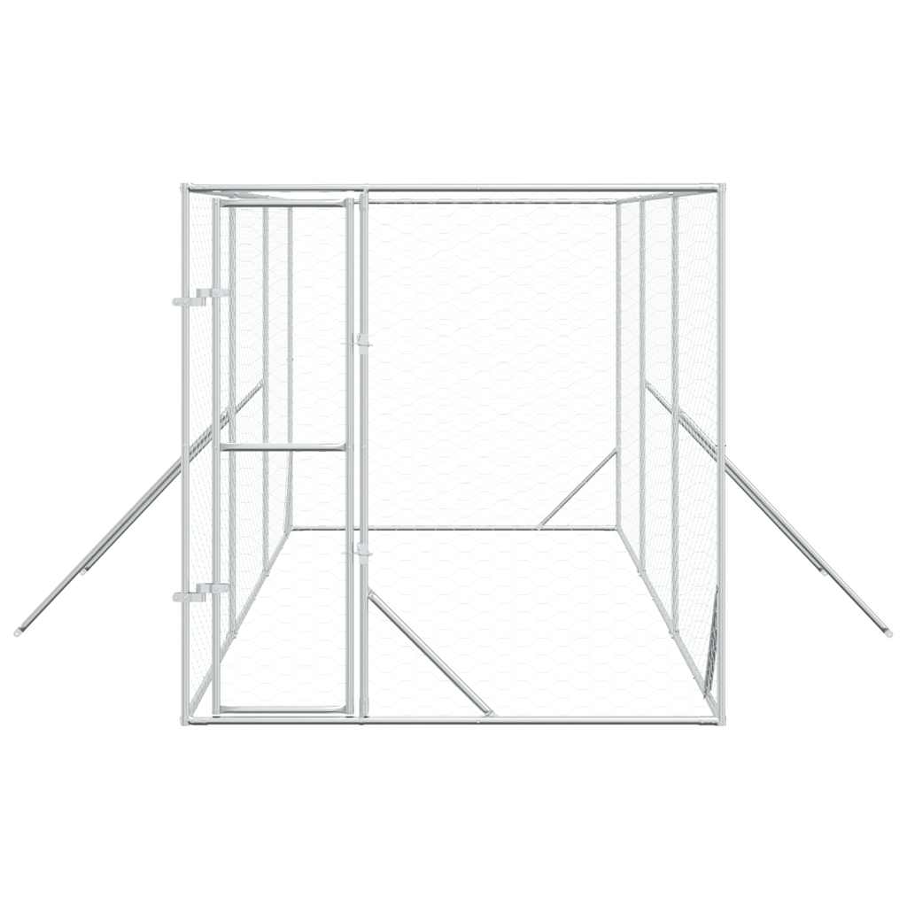Ezüstszínű kültéri horganyzott acél kutyakennel 2x6x2 m - Image 3