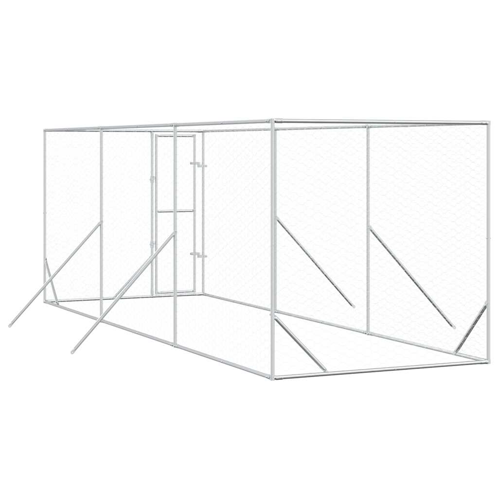 Ezüstszínű kültéri horganyzott acél kutyakennel 2x6x2 m - Image 4