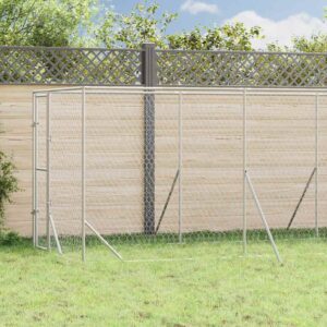 Ezüstszínű kültéri horganyzott acél kutyakennel 2x6x2 m