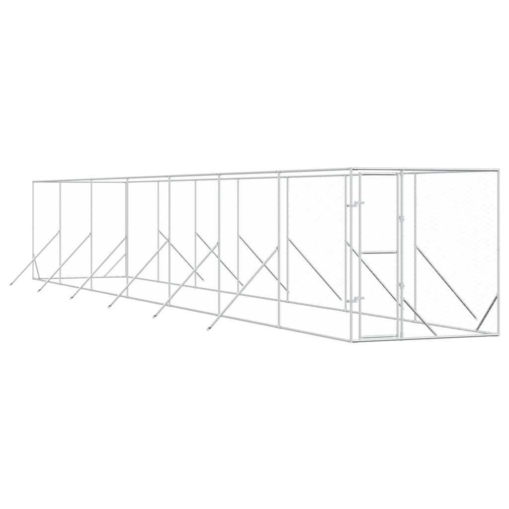 Ezüstszínű kültéri horganyzott acél kutyakennel 2 x 14 x 2 m - Image 2