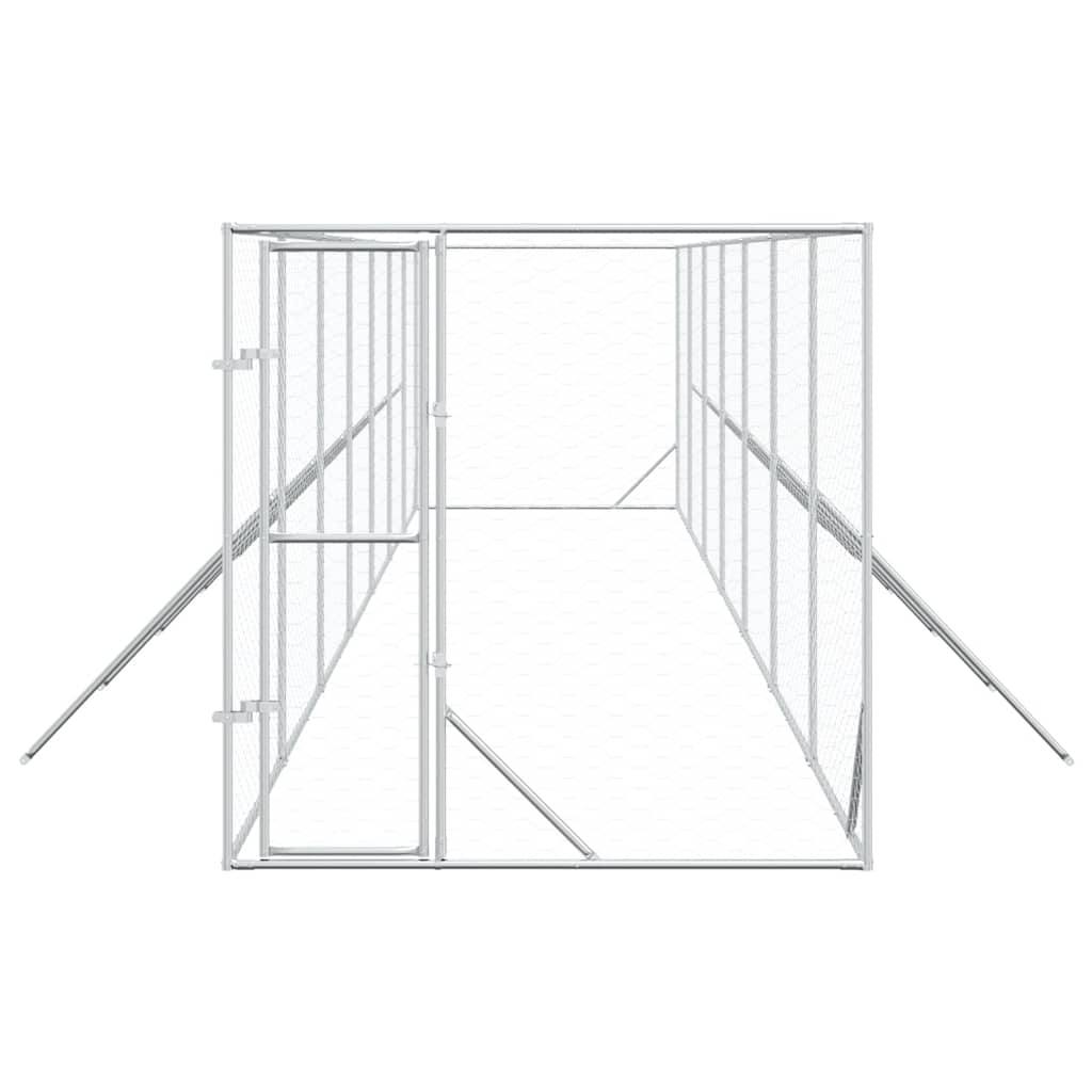 Ezüstszínű kültéri horganyzott acél kutyakennel 2 x 14 x 2 m - Image 3