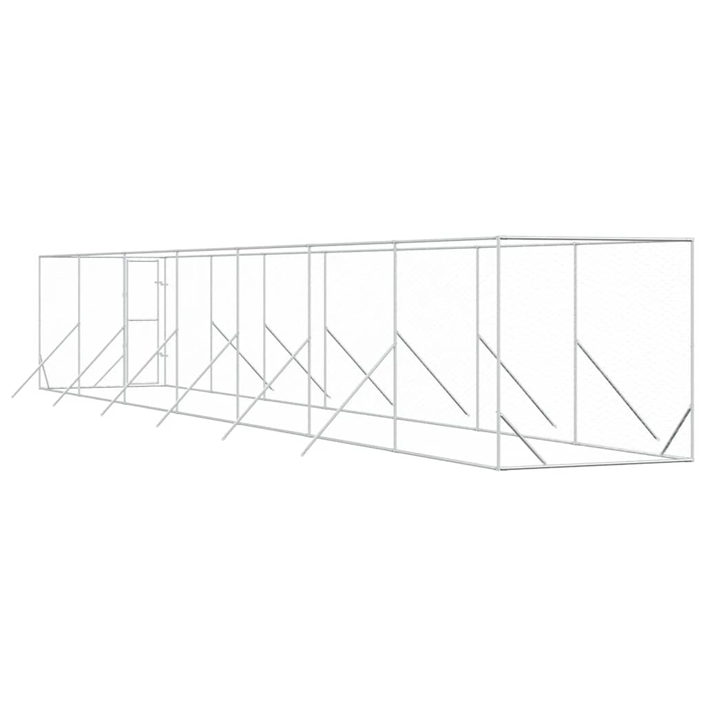 Ezüstszínű kültéri horganyzott acél kutyakennel 2 x 14 x 2 m - Image 4