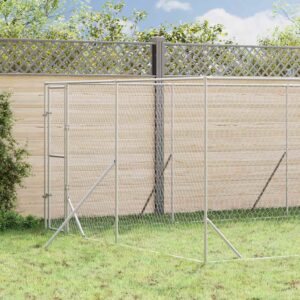 Ezüstszínű kültéri horganyzott acél kutyakennel 4 x 12 x 2 m