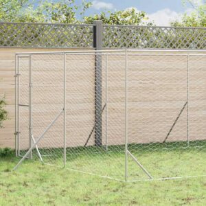 Ezüstszínű kültéri horganyzott acél kutyakennel 4 x 16 x 2 m