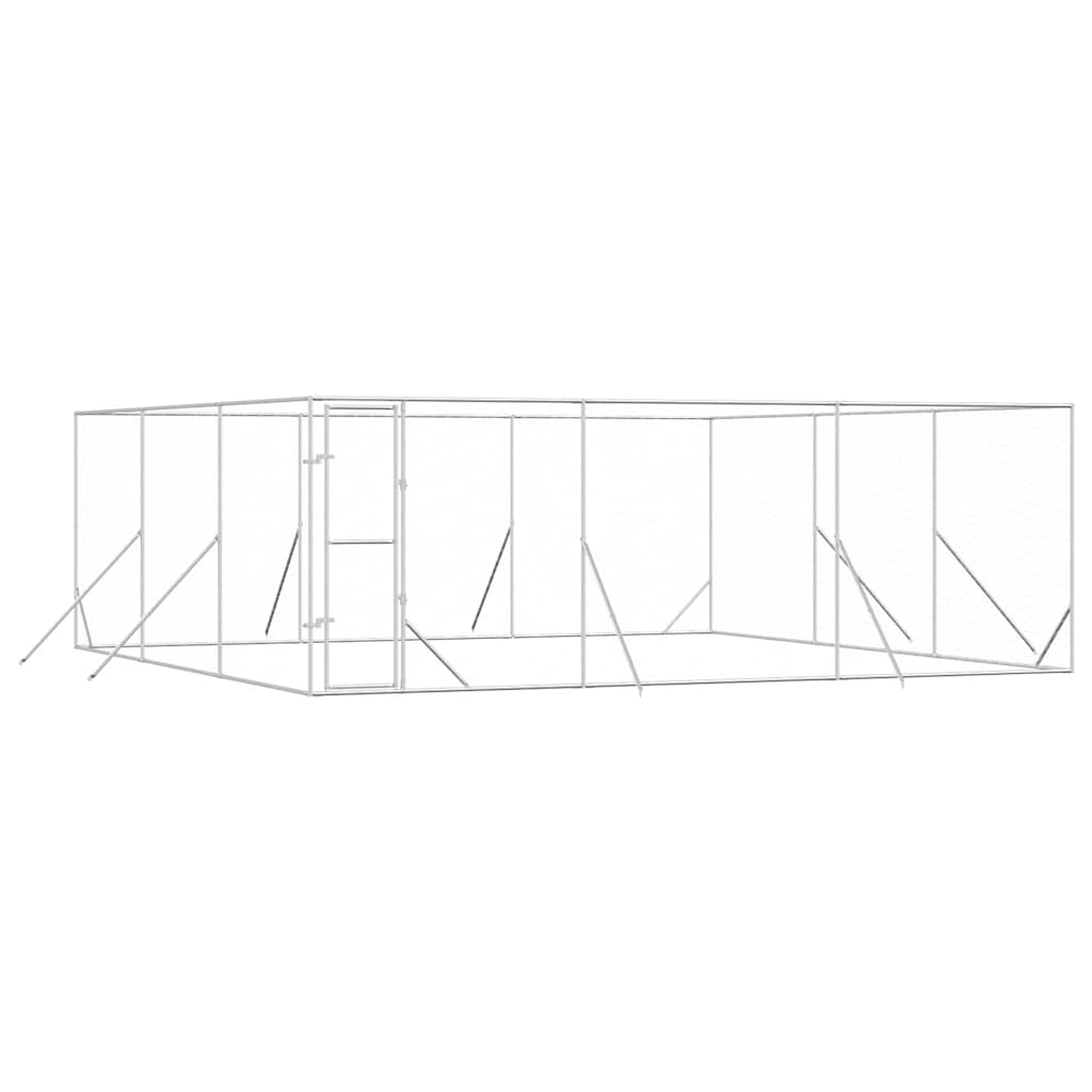 Ezüstszínű kültéri horganyzott acél kutyakennel 6x6x2 m - Image 2