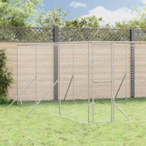 Ezüstszínű kültéri horganyzott acél kutyakennel 6x6x2 m