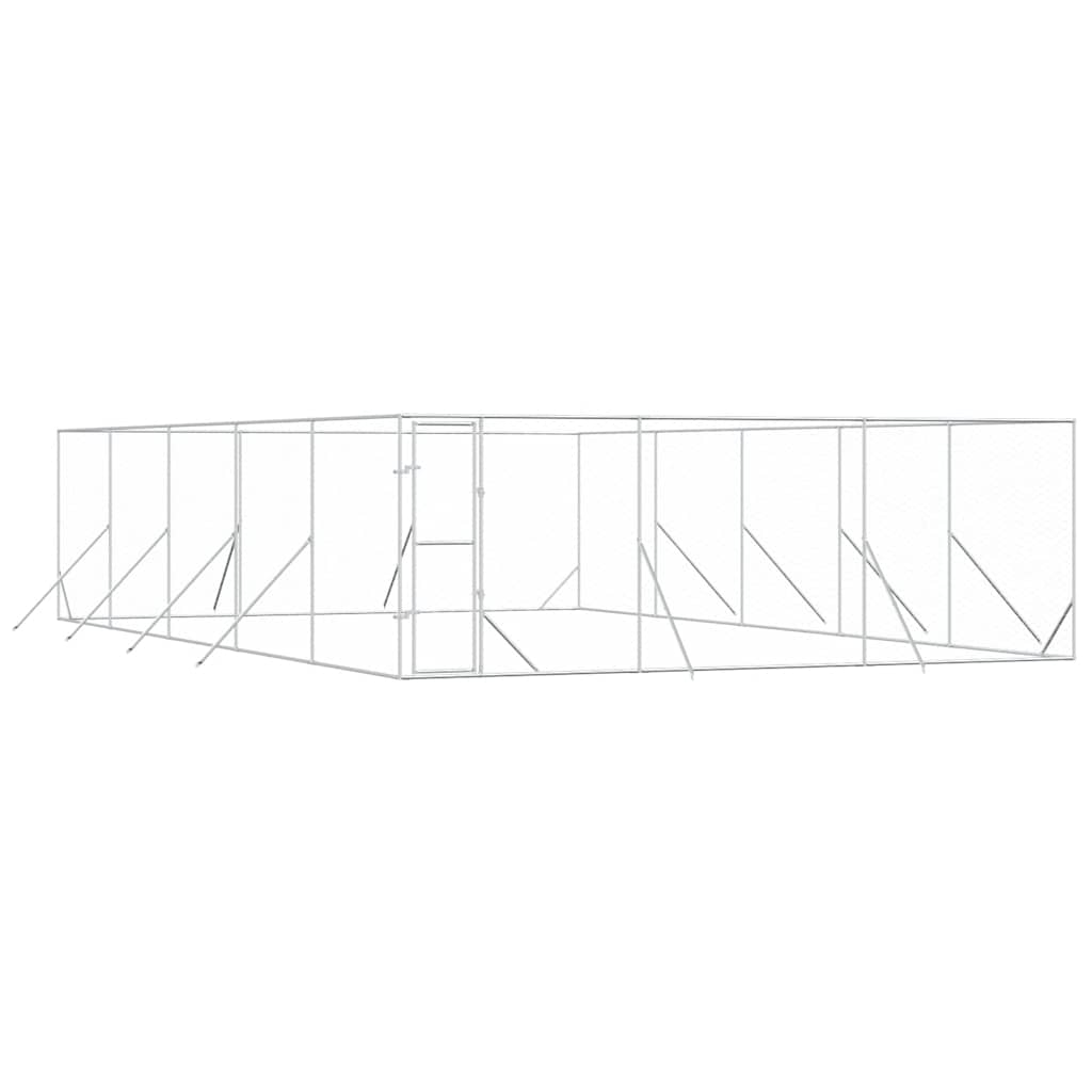 Ezüstszínű kültéri horganyzott acél kutyakennel 6 x 10 x 2 m - Image 2