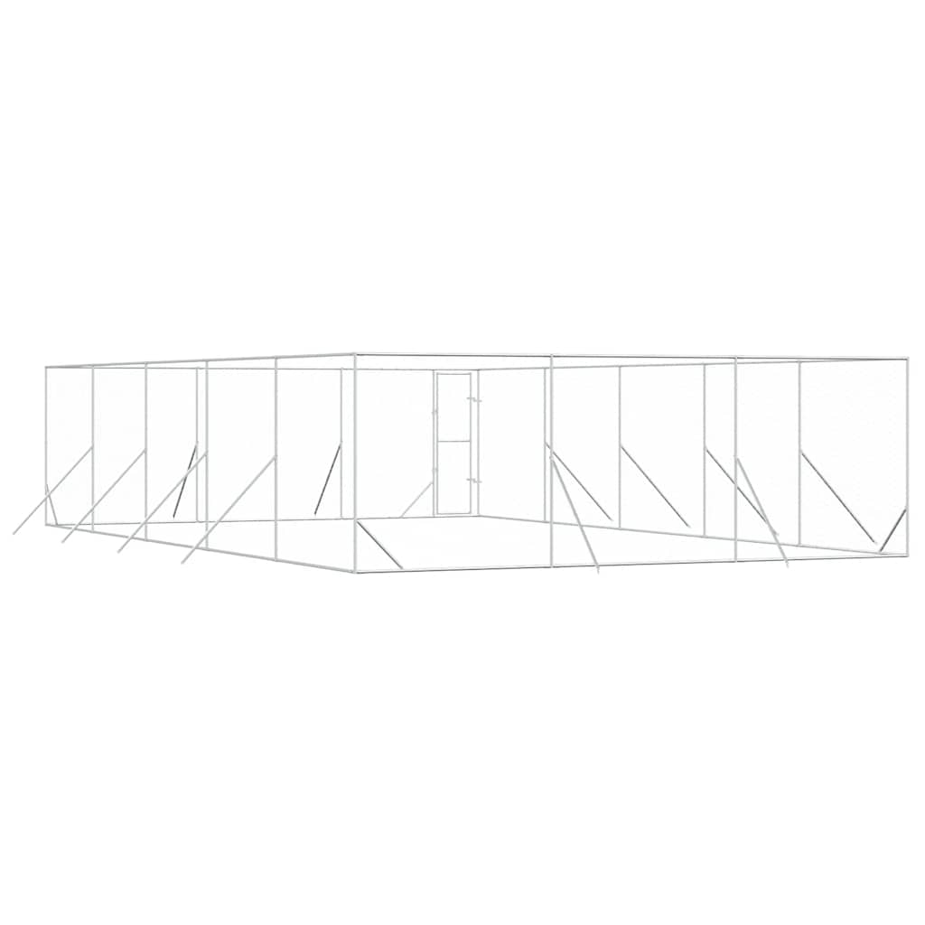 Ezüstszínű kültéri horganyzott acél kutyakennel 6 x 10 x 2 m - Image 5