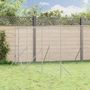 Ezüstszínű kültéri horganyzott acél kutyakennel 6 x 10 x 2 m