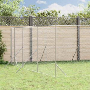 Ezüstszínű kültéri horganyzott acél kutyakennel 6 x 14 x 2 m