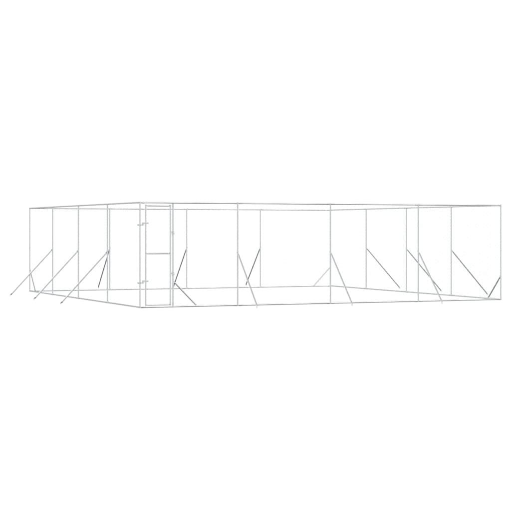 Ezüstszínű kültéri horganyzott acél kutyakennel 8x8x2 m - Image 2