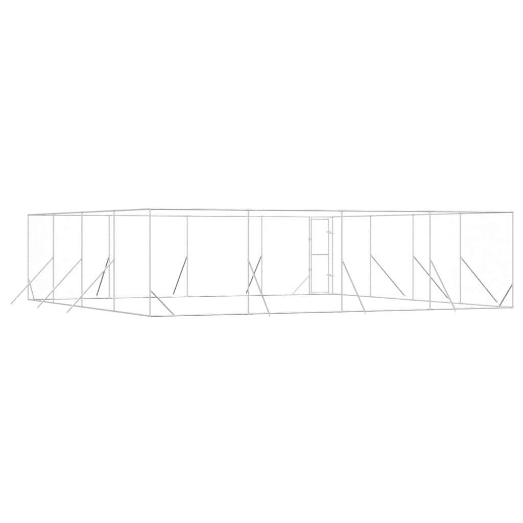 Ezüstszínű kültéri horganyzott acél kutyakennel 8x8x2 m - Image 5