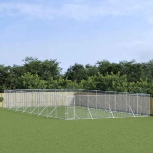 Ezüstszínű kültéri horganyzott acél kutyakennel 8 x 16 x 2 m