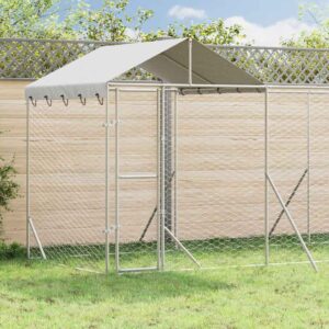 Ezüstszínű horganyzott acél kutyakennel tetővel 10x2x2,5 m