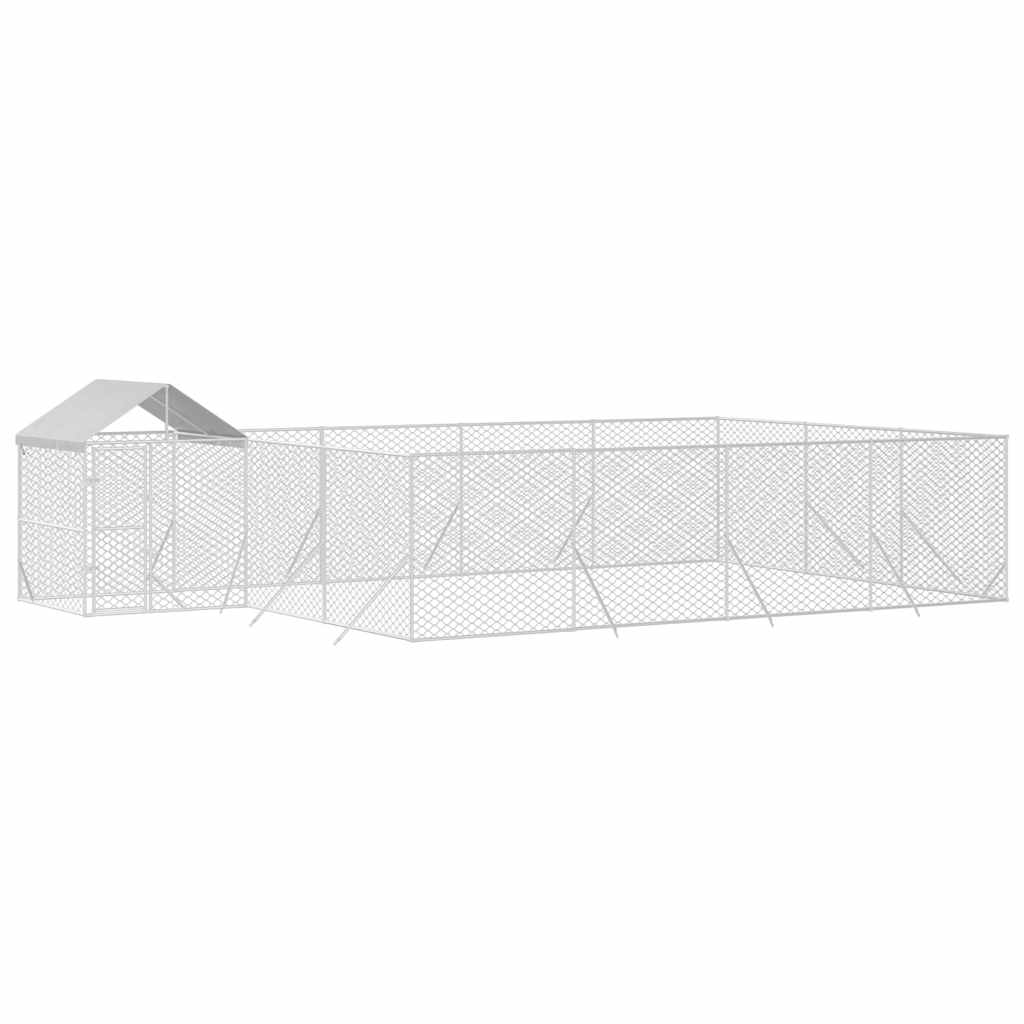 Ezüstszínű horganyzott acél kutyakennel tetővel 10x6x2,5 m - Image 3
