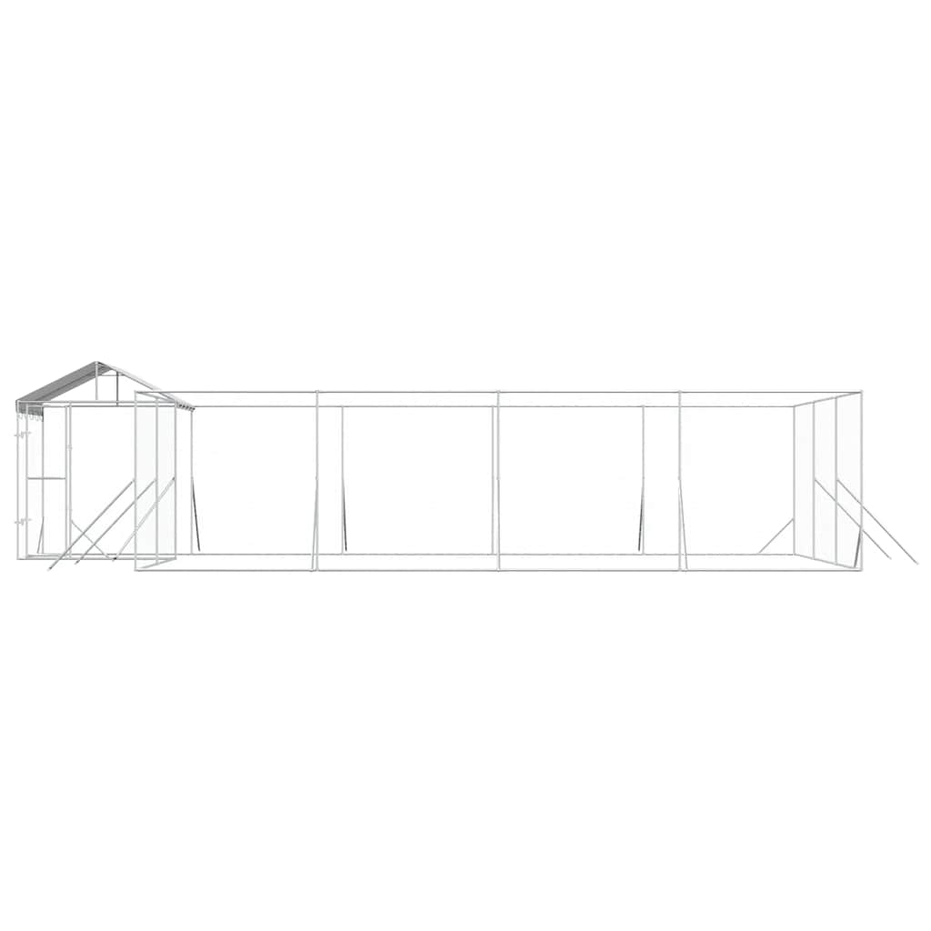 Ezüstszínű horganyzott acél kutyakennel tetővel 10x6x2,5 m - Image 4
