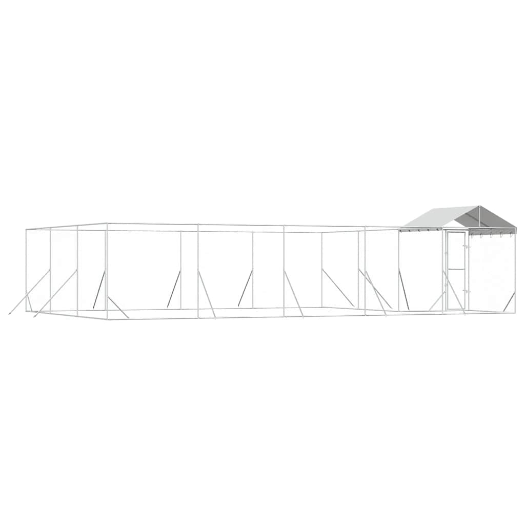 Ezüstszínű horganyzott acél kutyakennel tetővel 10x6x2,5 m - Image 5