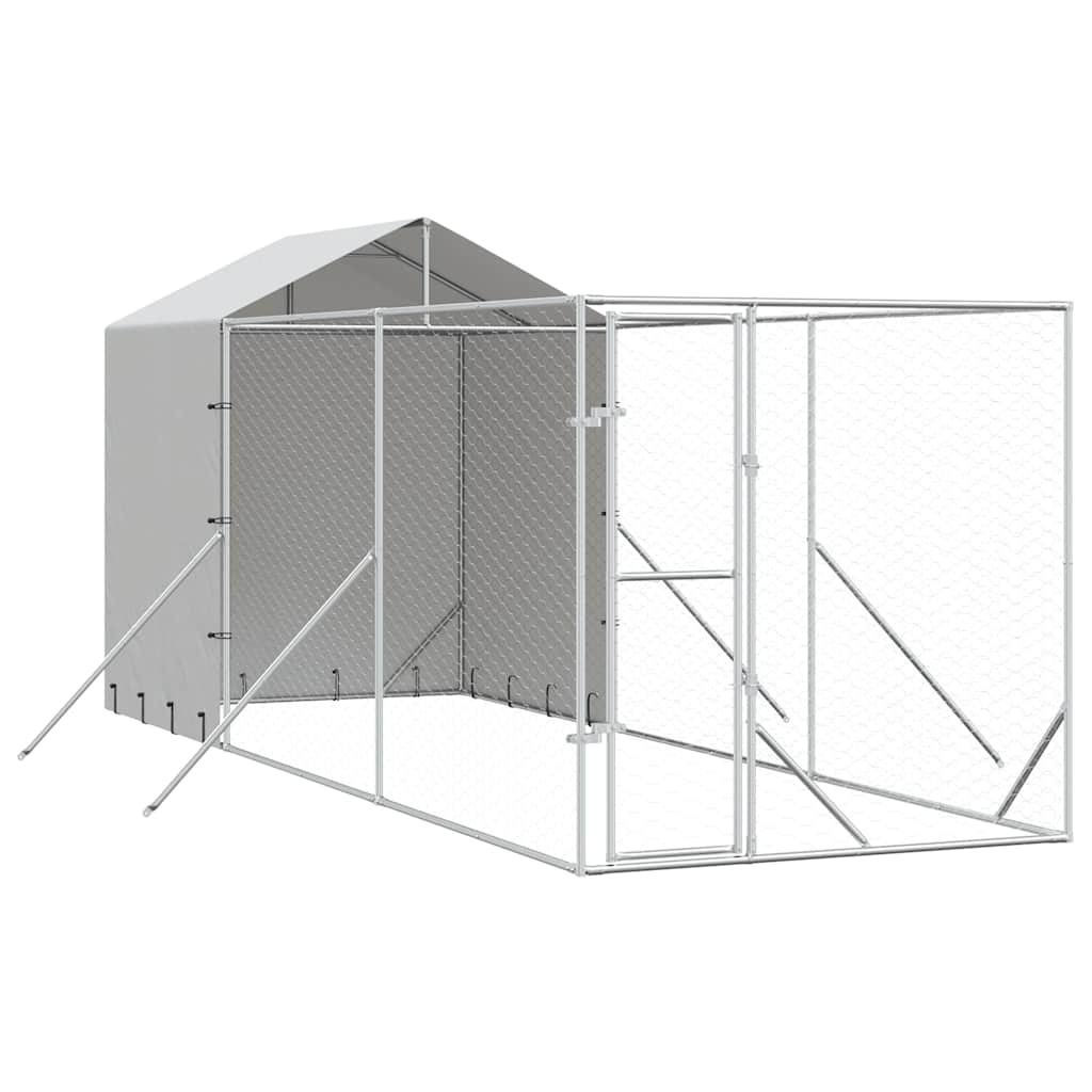 Ezüstszínű horganyzott acél kutyakennel tetővel 2x6x2,5 m - Image 2