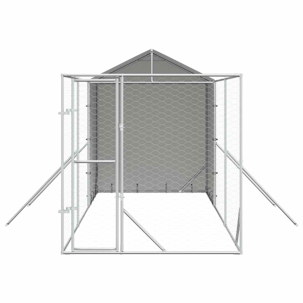 Ezüstszínű horganyzott acél kutyakennel tetővel 2x6x2,5 m - Image 4