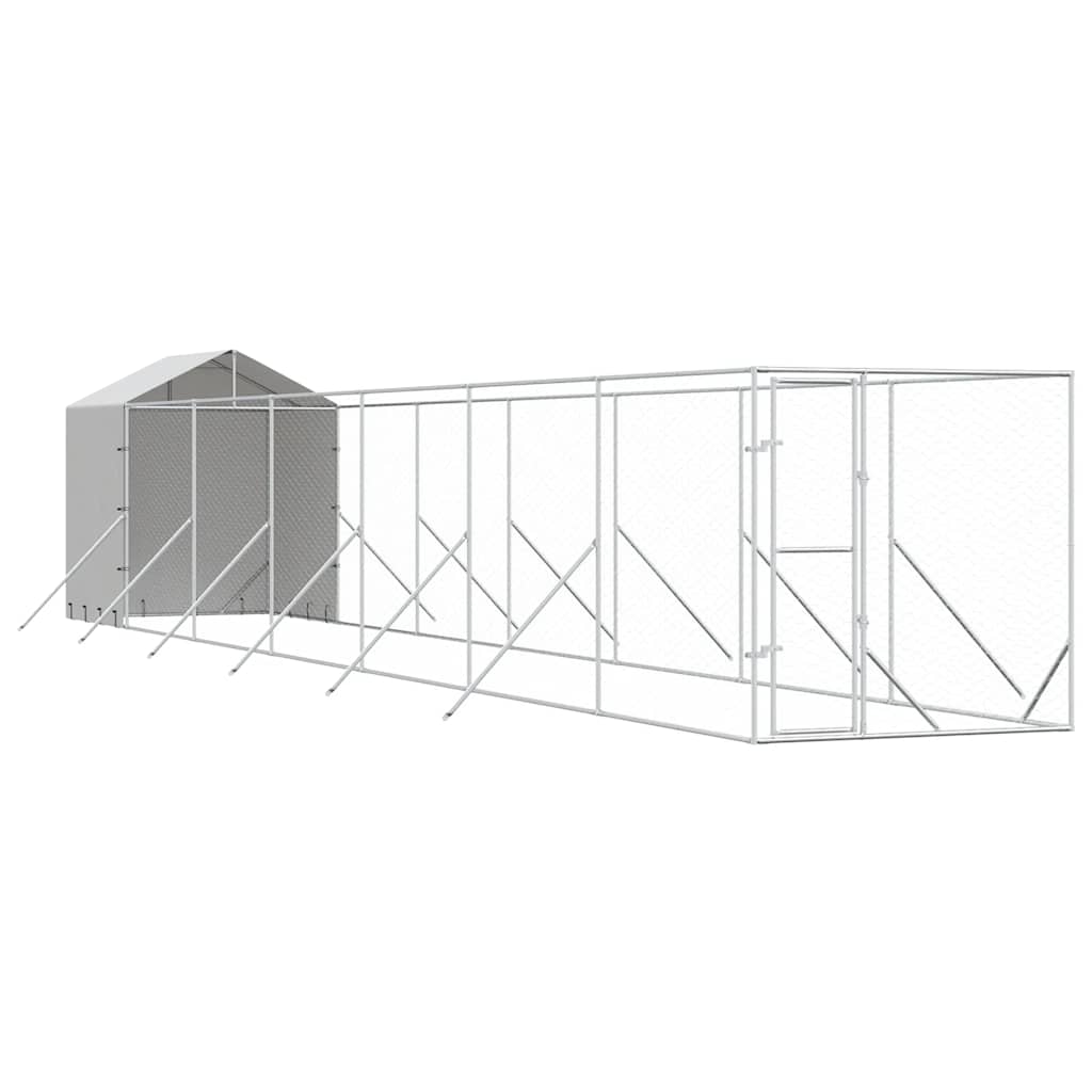 Ezüstszínű horganyzott acél kutyakennel tetővel 2x14x2,5 m - Image 2