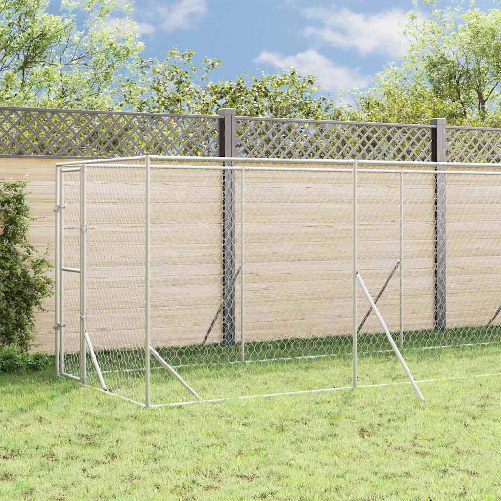 Ezüstszínű horganyzott acél kutyakennel tetővel 2x14x2,5 m - Image 3