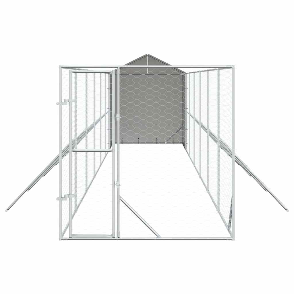 Ezüstszínű horganyzott acél kutyakennel tetővel 2x14x2,5 m - Image 4