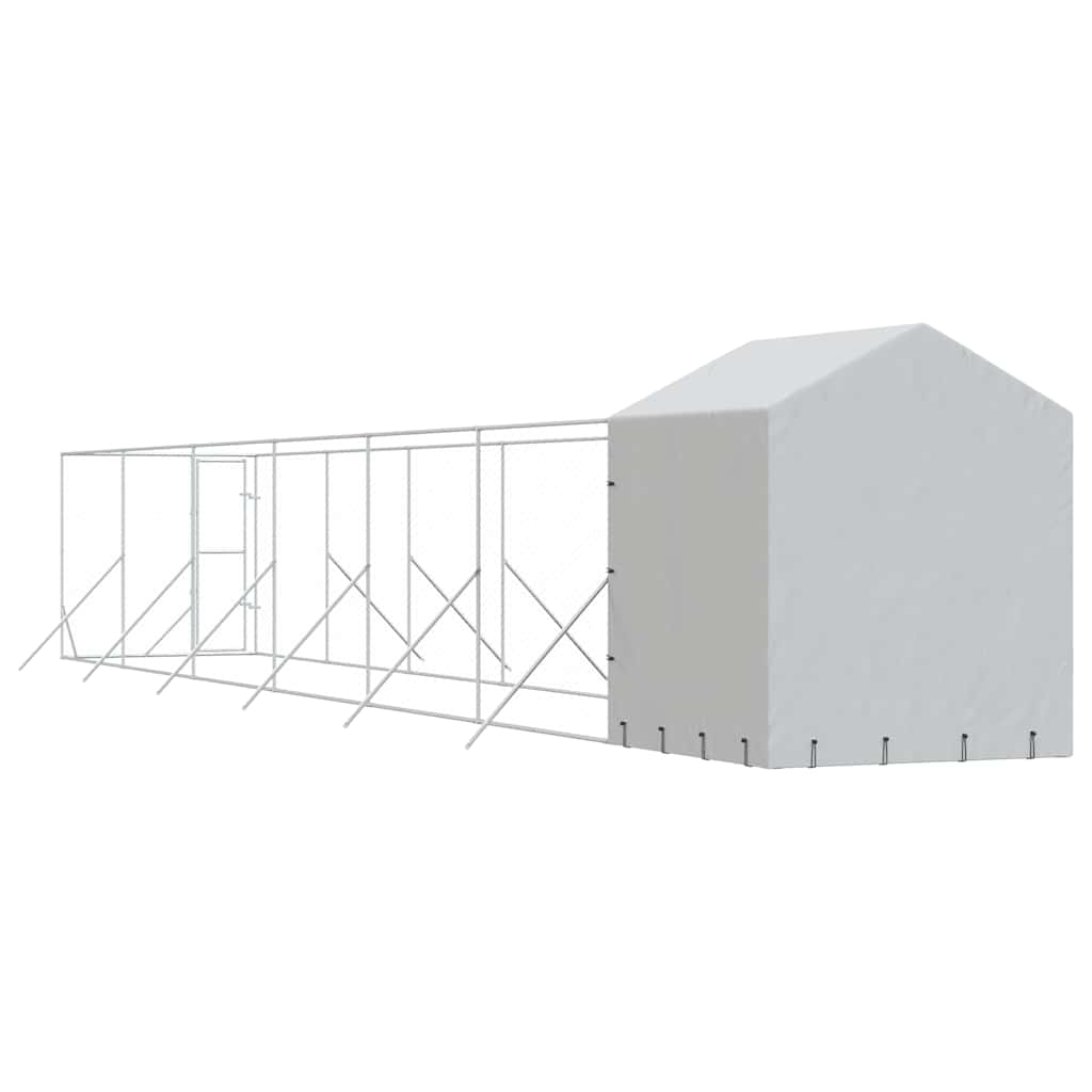 Ezüstszínű horganyzott acél kutyakennel tetővel 2x14x2,5 m - Image 5
