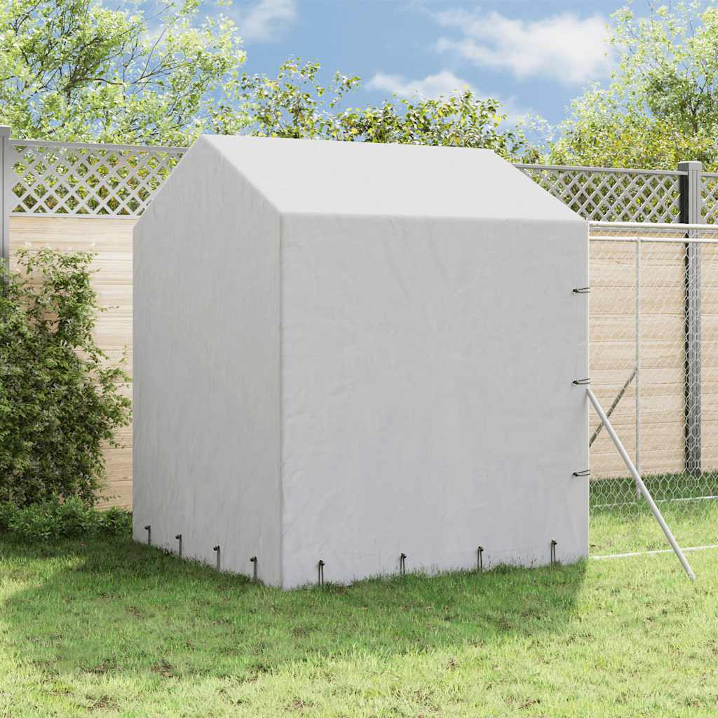 Ezüstszínű horganyzott acél kutyakennel tetővel 2x14x2,5 m