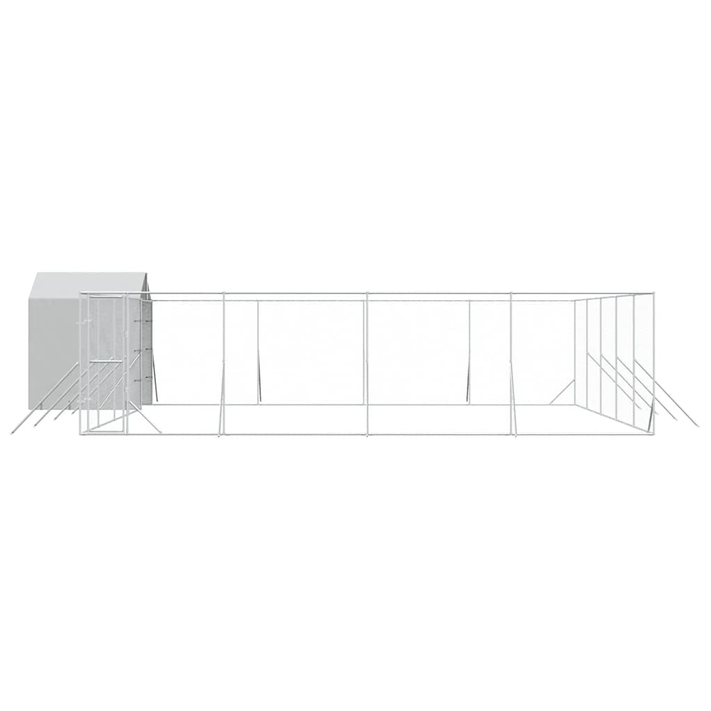 Ezüstszínű horganyzott acél kutyakennel tetővel 10x10x2,5 m - Image 3