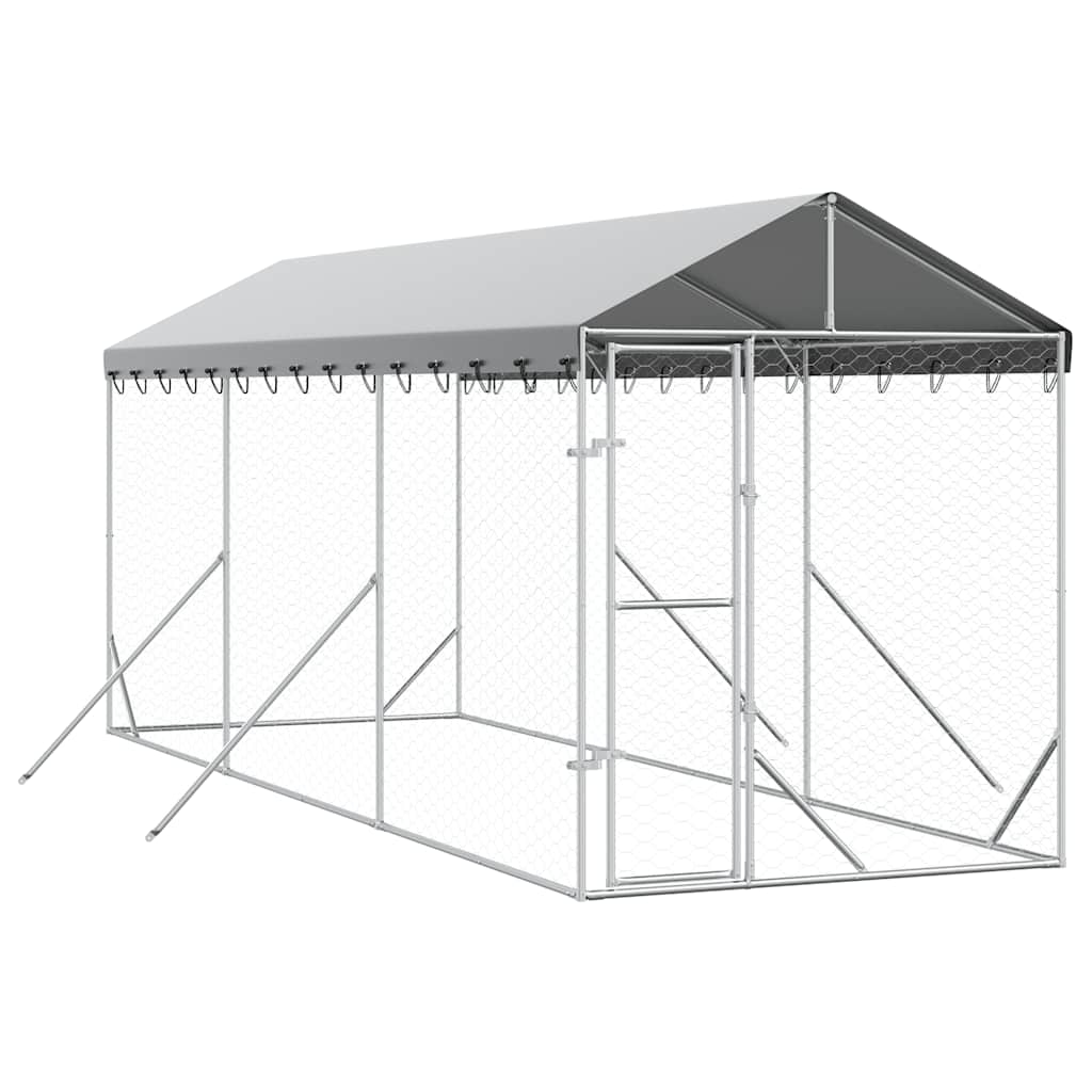 Ezüstszínű horganyzott acél kutyakennel tetővel 2x6x2,5 m - Image 2