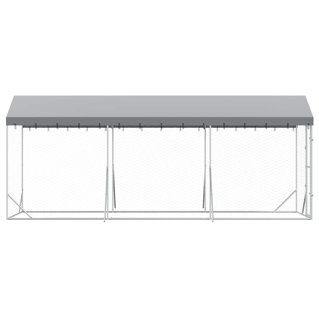 Ezüstszínű horganyzott acél kutyakennel tetővel 2x6x2,5 m - Image 5
